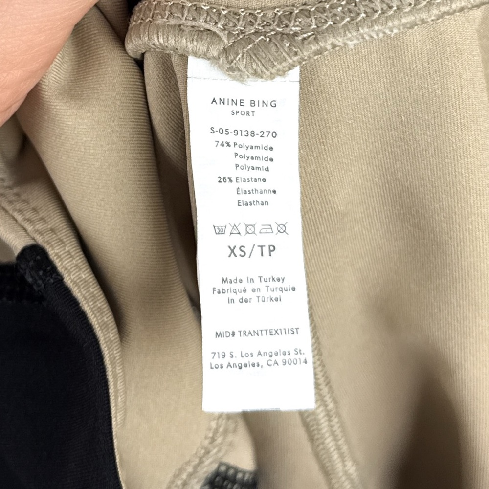 Anine Bing Sport Blake High Waisted Biker Shorts Activewear Athleisure Tan Black - Picture 9 of 11